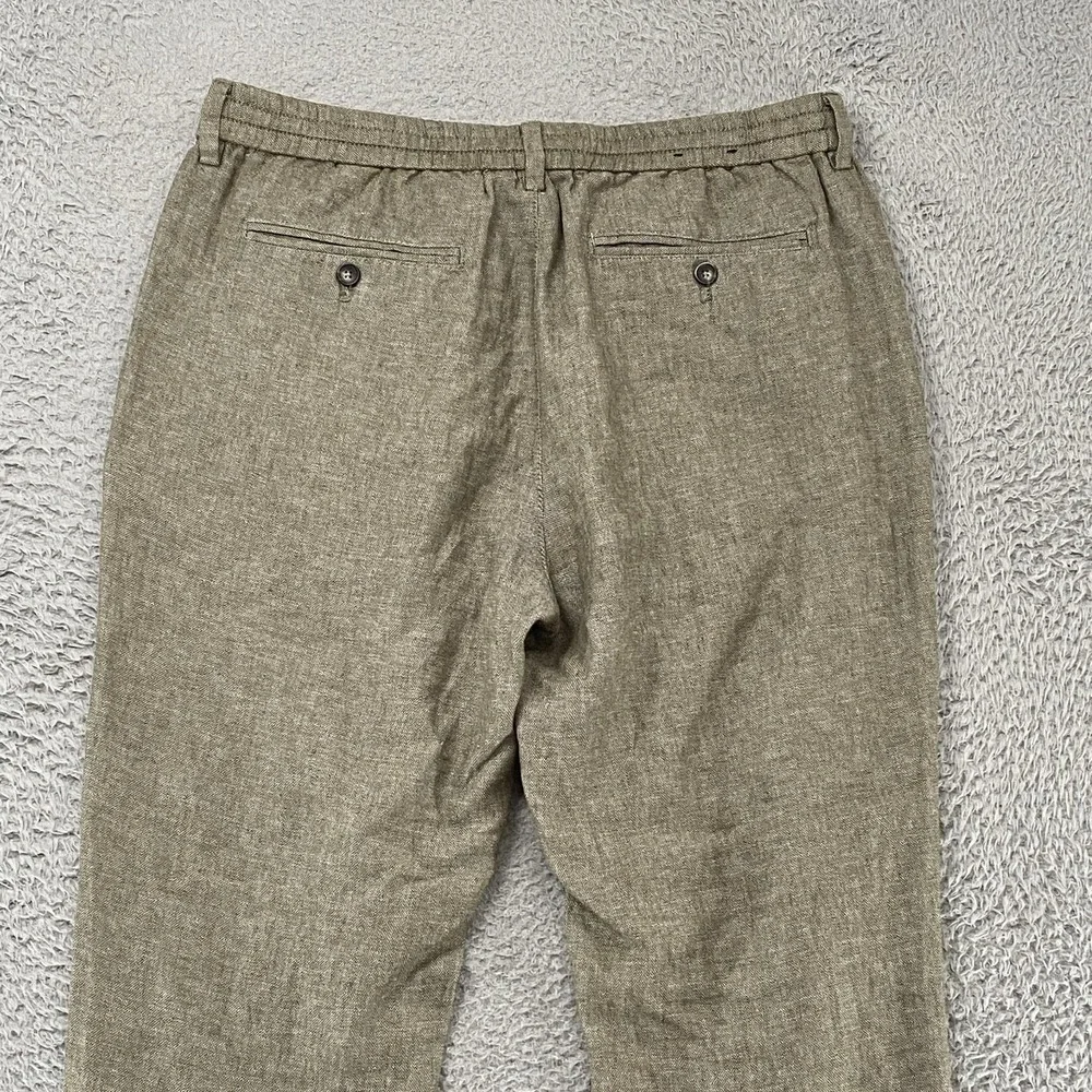 Banana‎ Republic Mason Pants Mens 34x28 Green Linen Cotton Athletic Taper Chino